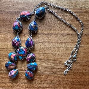 Sterling Silver Pink Dhalia Turquoise Naja Necklace